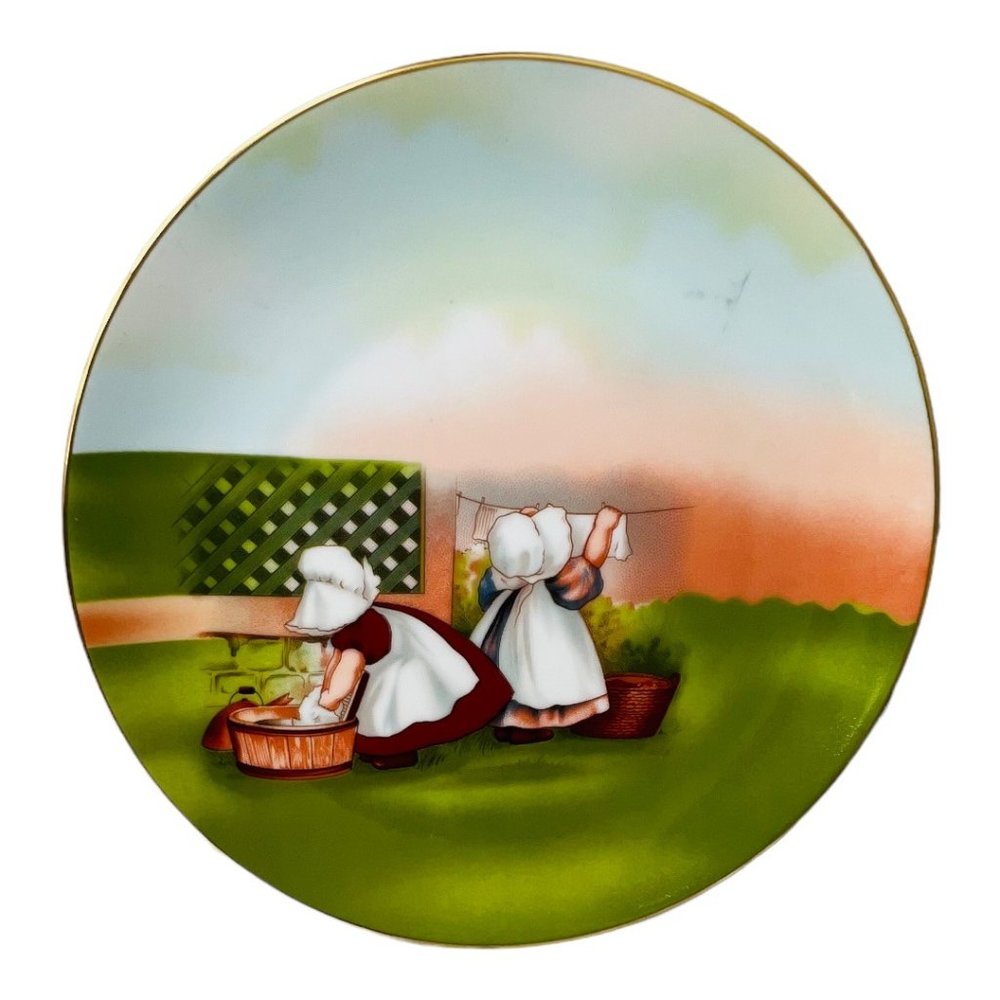 "The Sun-Bonnet Babies" Plates Set of 7 Royal Bayreuth Vintage 1974 - Picture 2 of 16